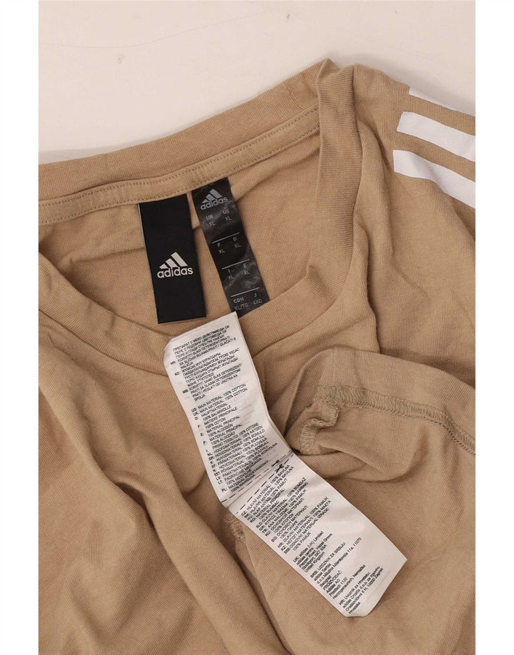 Adidas Mens T-Shirt Top XL Brown Cotton