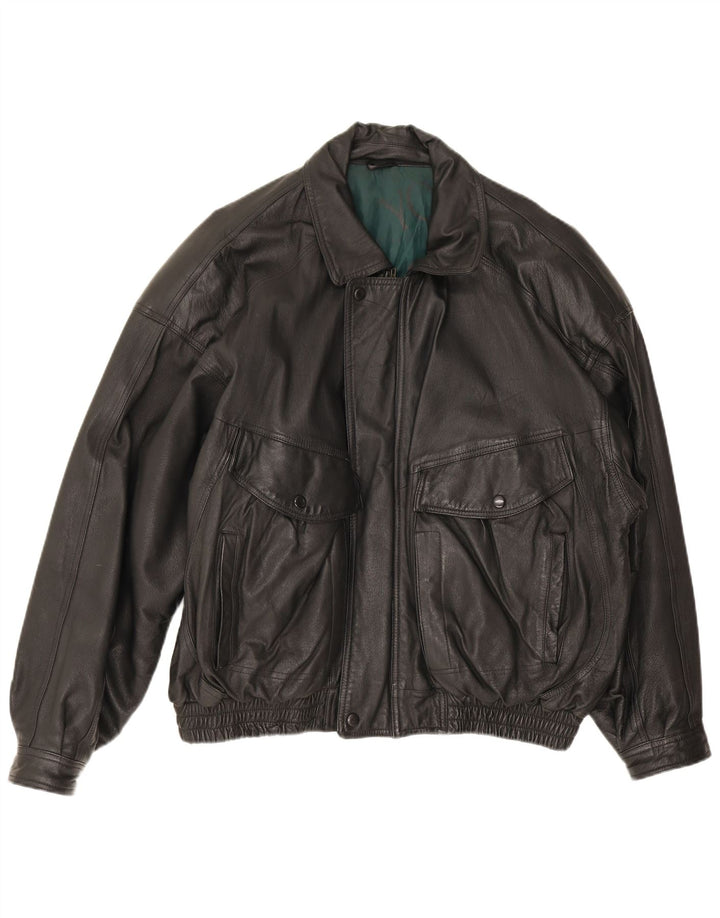 Vintage Mens Leather Jacket UK 44 2XL Black Leather