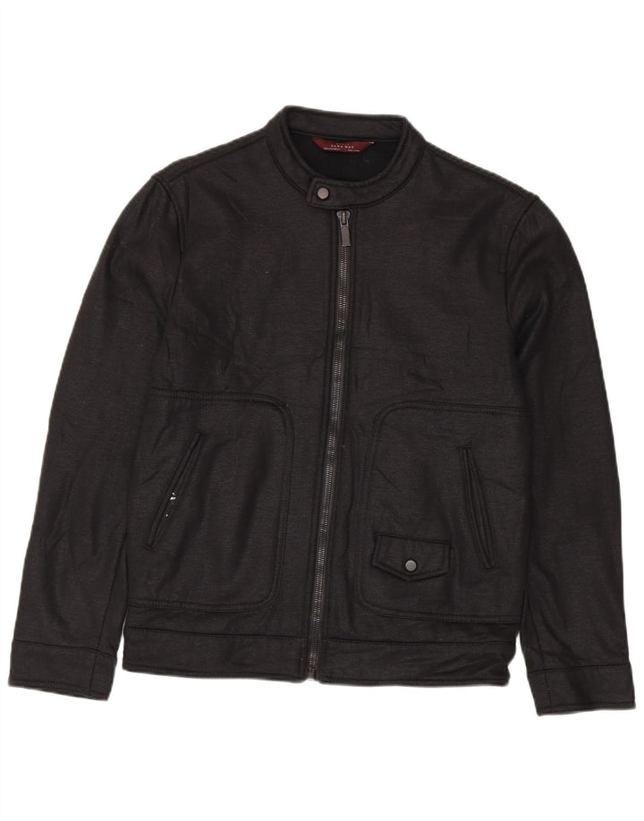 Zara Mens Bomber Jacket UK 38 Medium Black Polyester