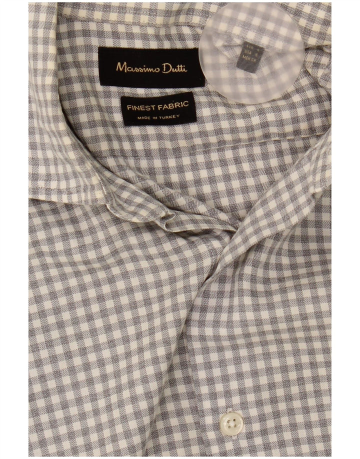 Massimo Dutti Mens Shirt Small Grey Gingham