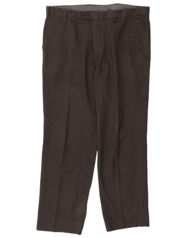 Marks & Spencer Mens Regular Straight Suit Trousers W38 L31 Grey Polyester