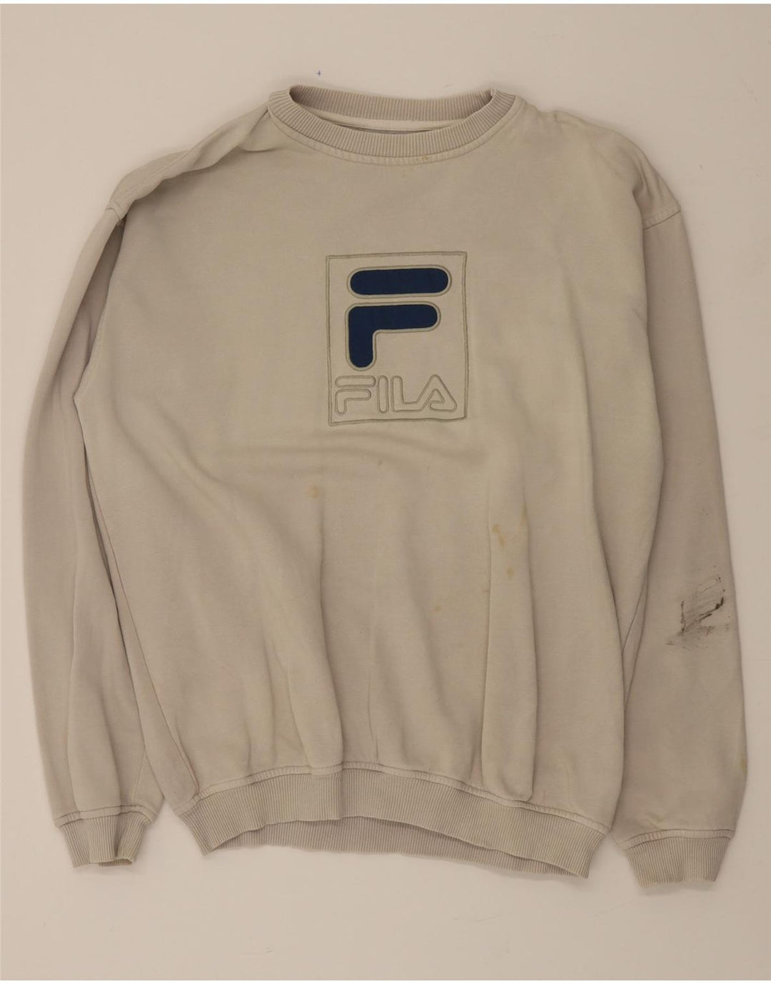 FILA Mens Sweatshirt Jumper Medium Beige Cotton Vintage Fila and Second-Hand Fila from Messina Hembry 