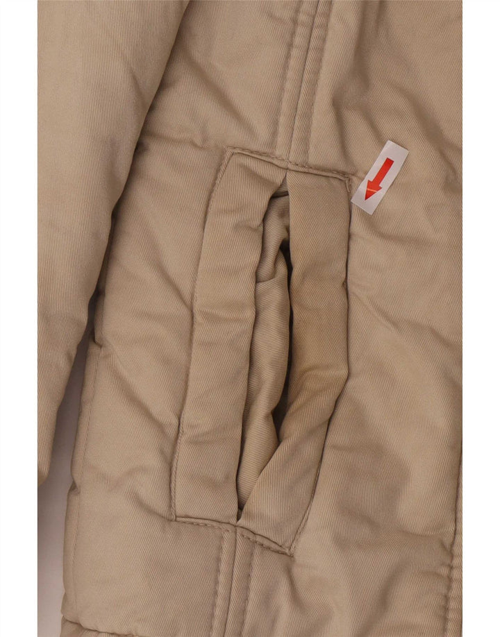 Zara Womens Padded Jacket UK 12 Medium Beige Cotton Classic