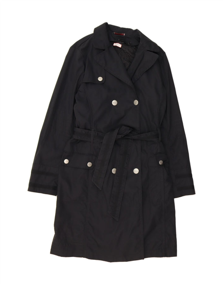 MAX & CO. Womens Trench Coat UK 14 Medium Black Polyester Vintage Max & Co. and Second-Hand Max & Co. from Messina Hembry 