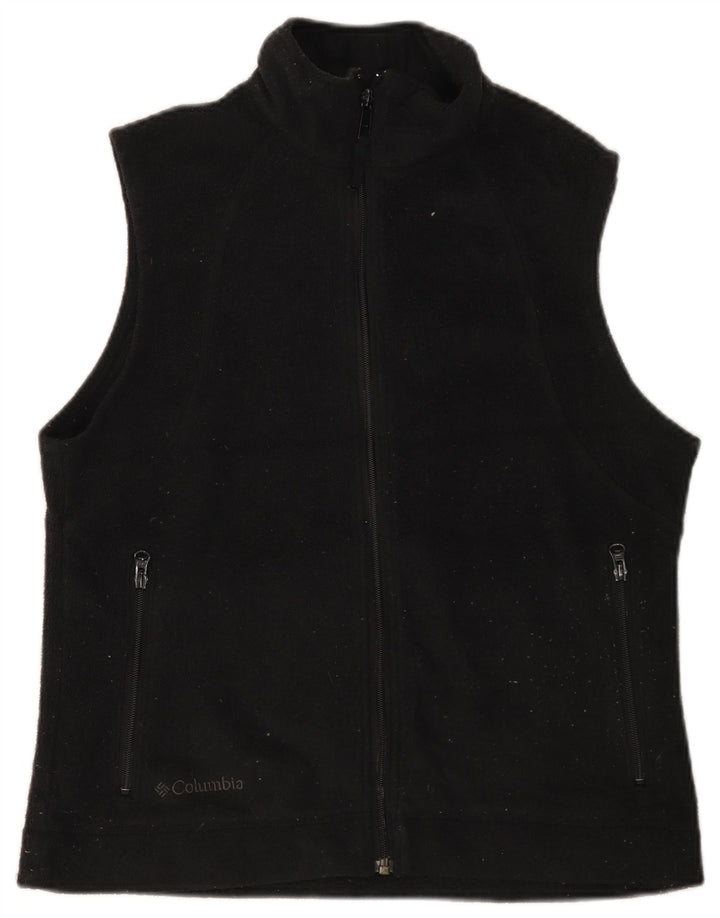 COLUMBIA Womens Fleece Gilet UK 14 Medium Black Polyester