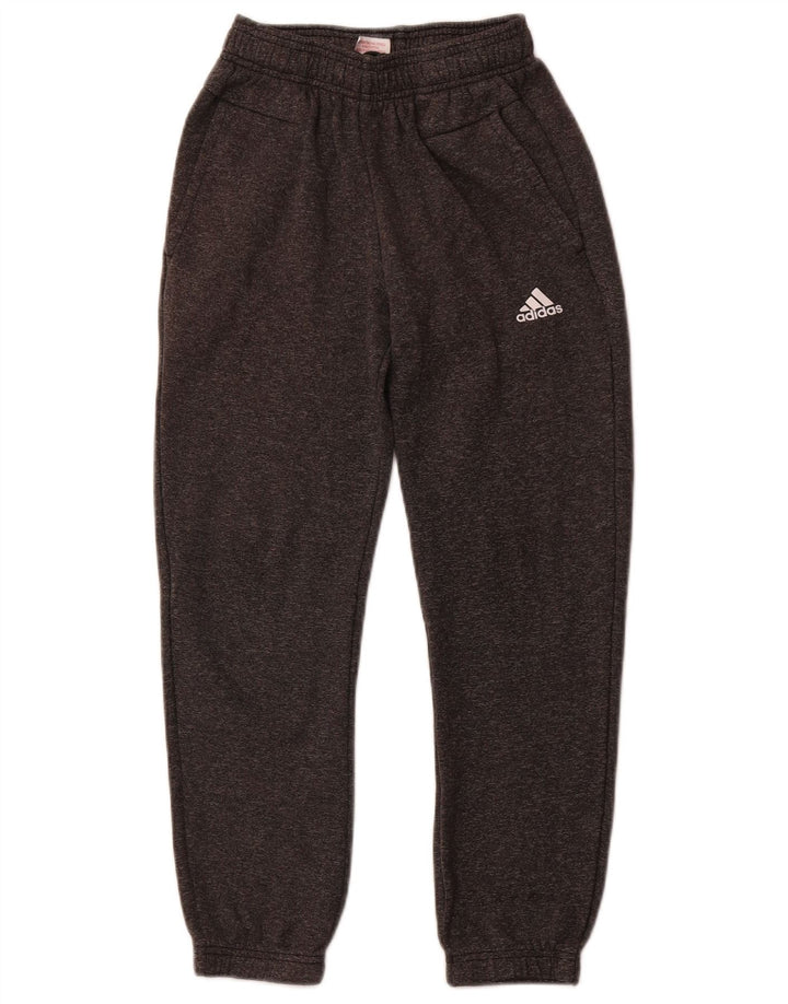 ADIDAS Girls Tracksuit Trousers Joggers 11-12 Years Grey Flecked Cotton
