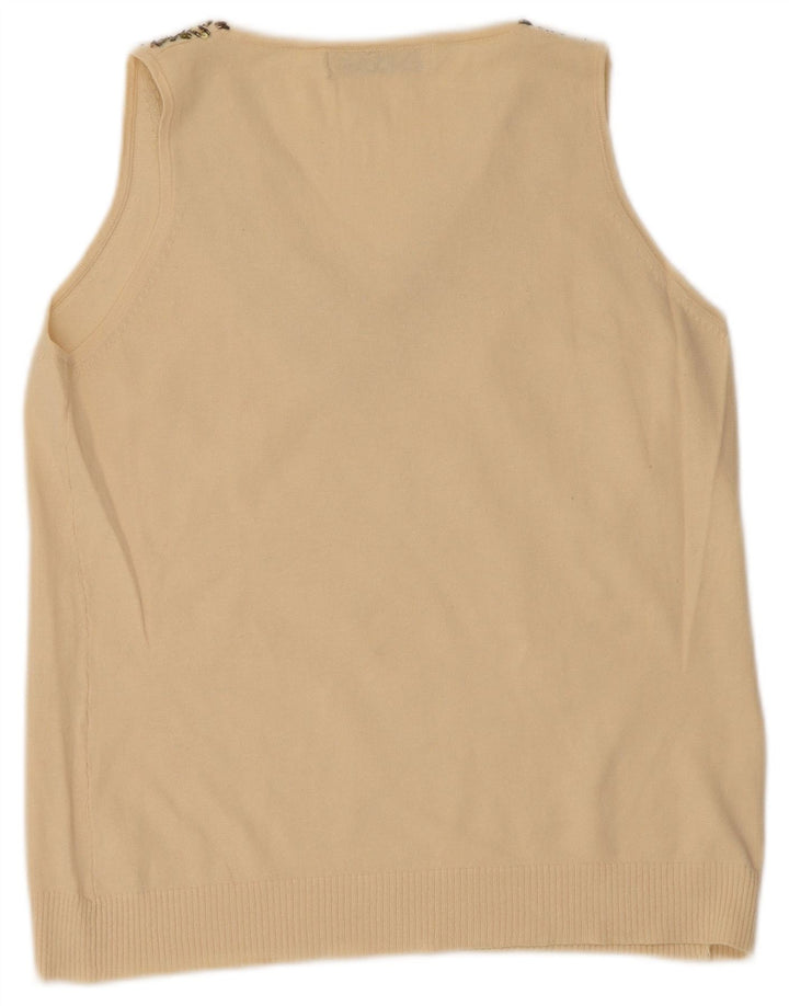 Zara Womens Vest Top UK 14 Large Beige Ramie
