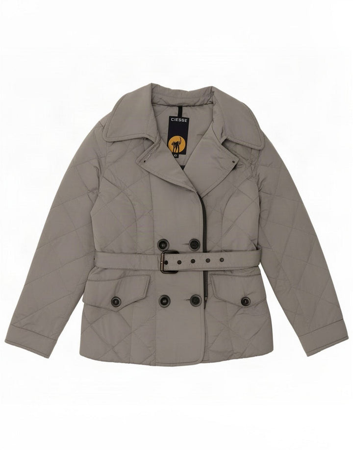 Ciesse Piumini Womens Double Breasted Padded Jacket IT 42 Medium Silver