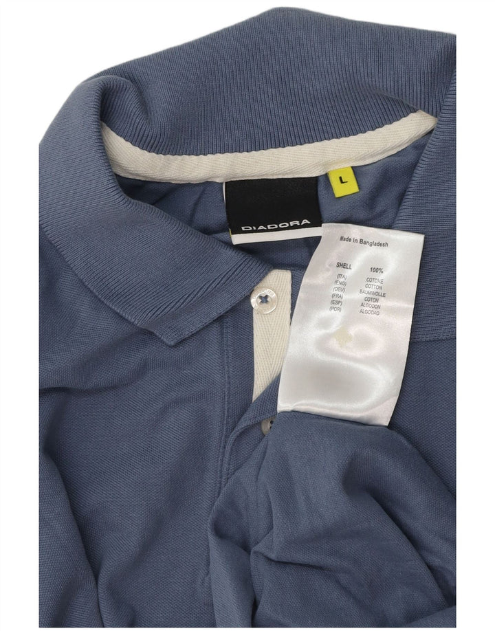 Diadora Mens Polo Shirt Large Blue Cotton