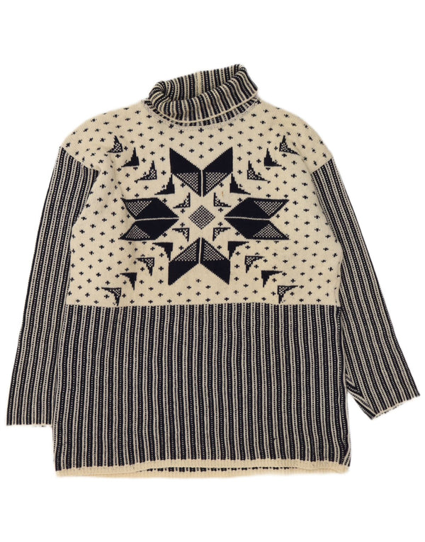 Ermenegildo Zegna Mens Roll Neck Jumper Sweater Large Navy Blue Fair Isle
