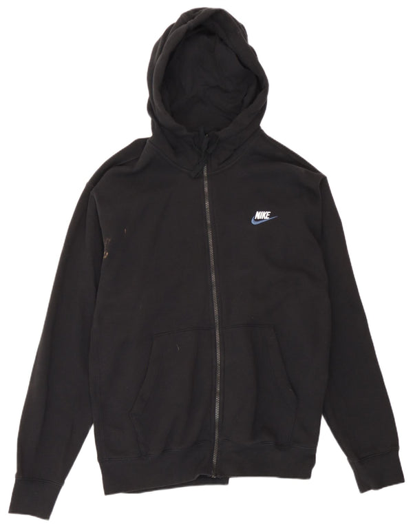 Nike Mens Zip Hoodie Sweater Medium Black Cotton