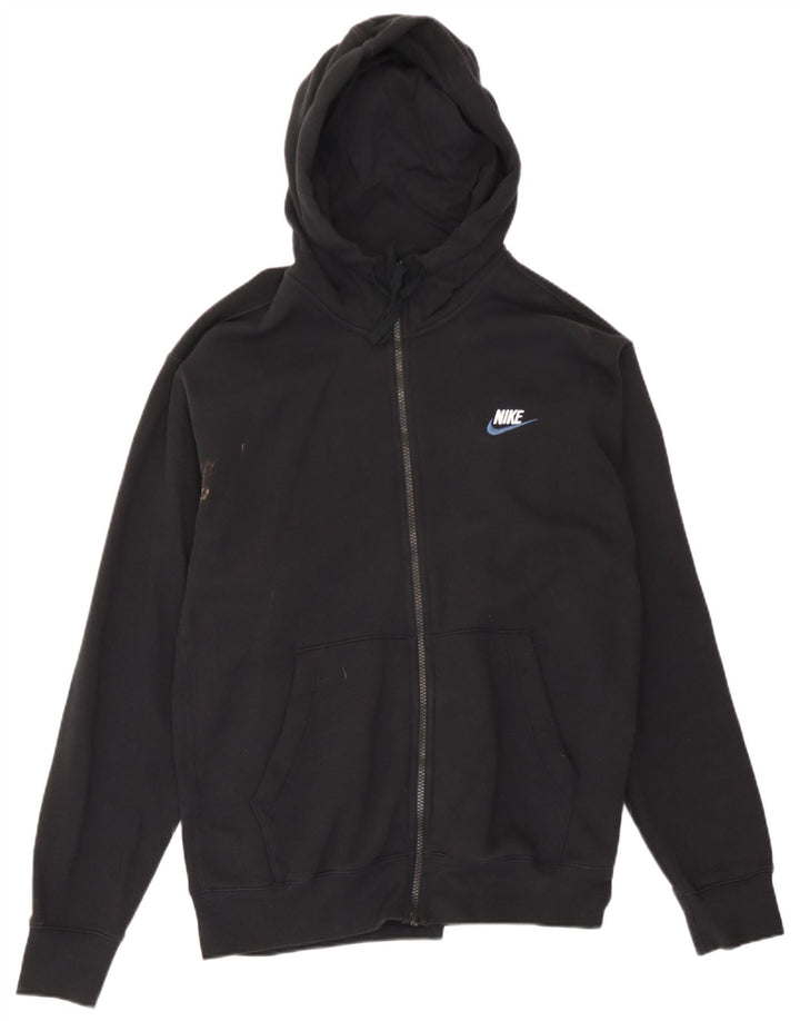 Nike Mens Zip Hoodie Sweater Medium Black Cotton
