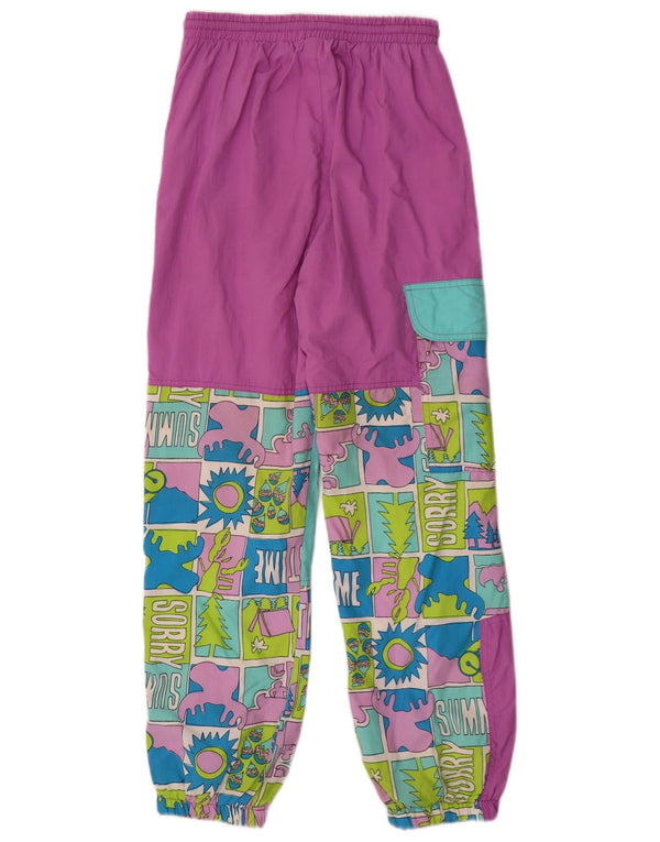 Vintage Womens Graphic Cargo Tracksuit Trousers Joggers IT 44 Medium Purple