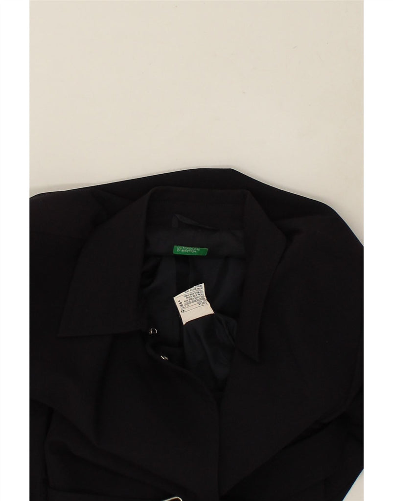 BENETTON Womens Overcoat IT 44 Medium Navy Blue Viscose | Vintage Benetton | Thrift | Second-Hand Benetton | Used Clothing | Messina Hembry 