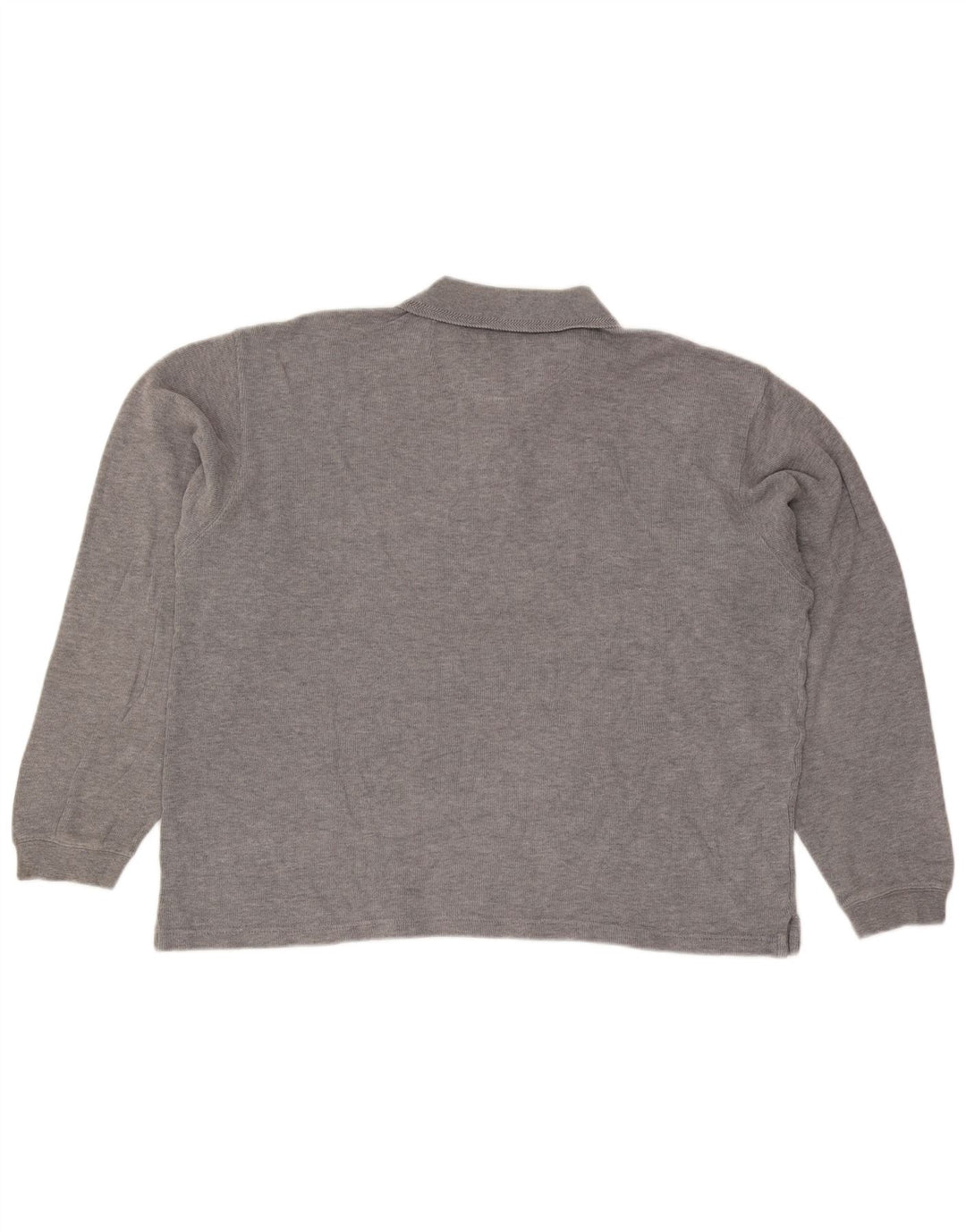 Izod Mens Long Sleeve Polo Shirt Large Grey Cotton