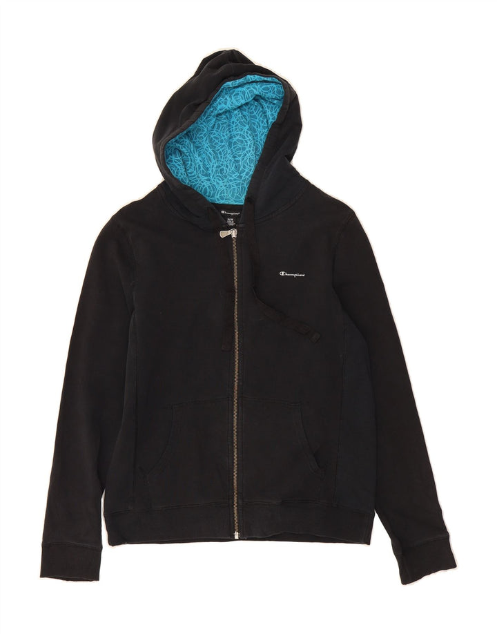 CHAMPION Womens Zip Hoodie Sweater UK 14 Medium Black Cotton Vintage Champion and Second-Hand Champion from Messina Hembry 