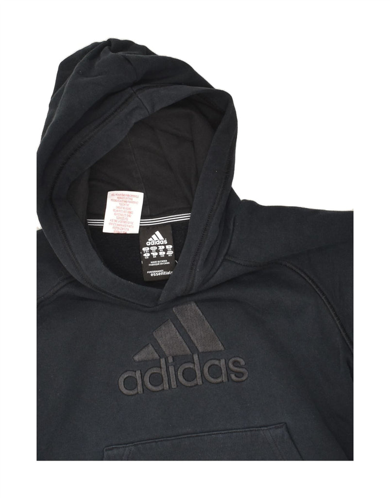 ADIDAS Boys Graphic Hoodie Jumper 7-8 Years Black Cotton | Vintage Adidas | Thrift | Second-Hand Adidas | Used Clothing | Messina Hembry 
