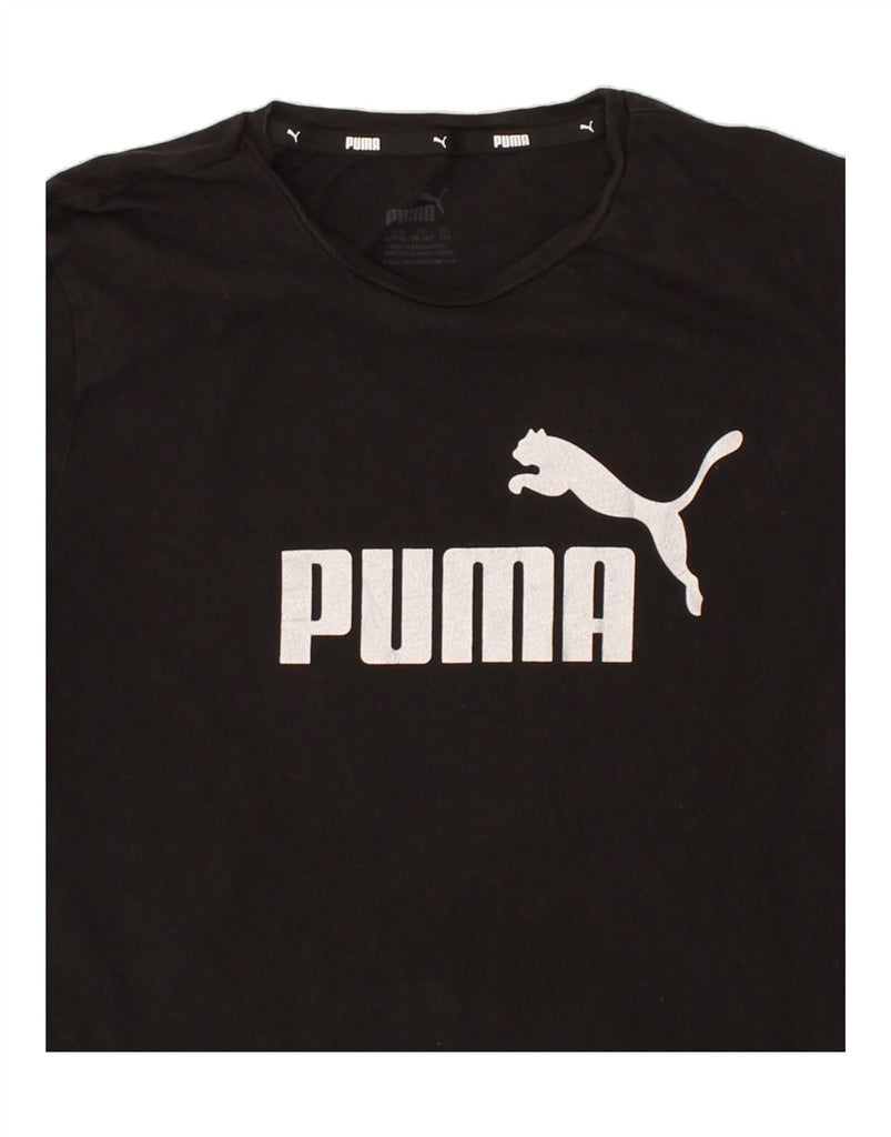 PUMA Girls Graphic T-Shirt Top 15-16 Years Black Cotton | Vintage Puma | Thrift | Second-Hand Puma | Used Clothing | Messina Hembry 