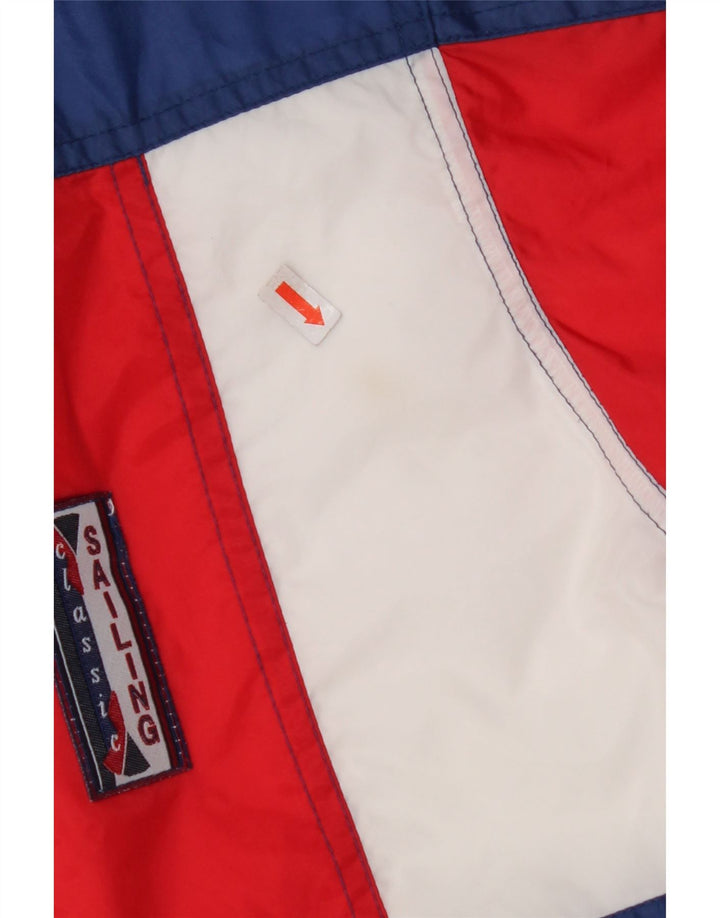 MARCEL CLAIR Mens Hooded Rain Jacket UK 40 Large Blue Colourblock