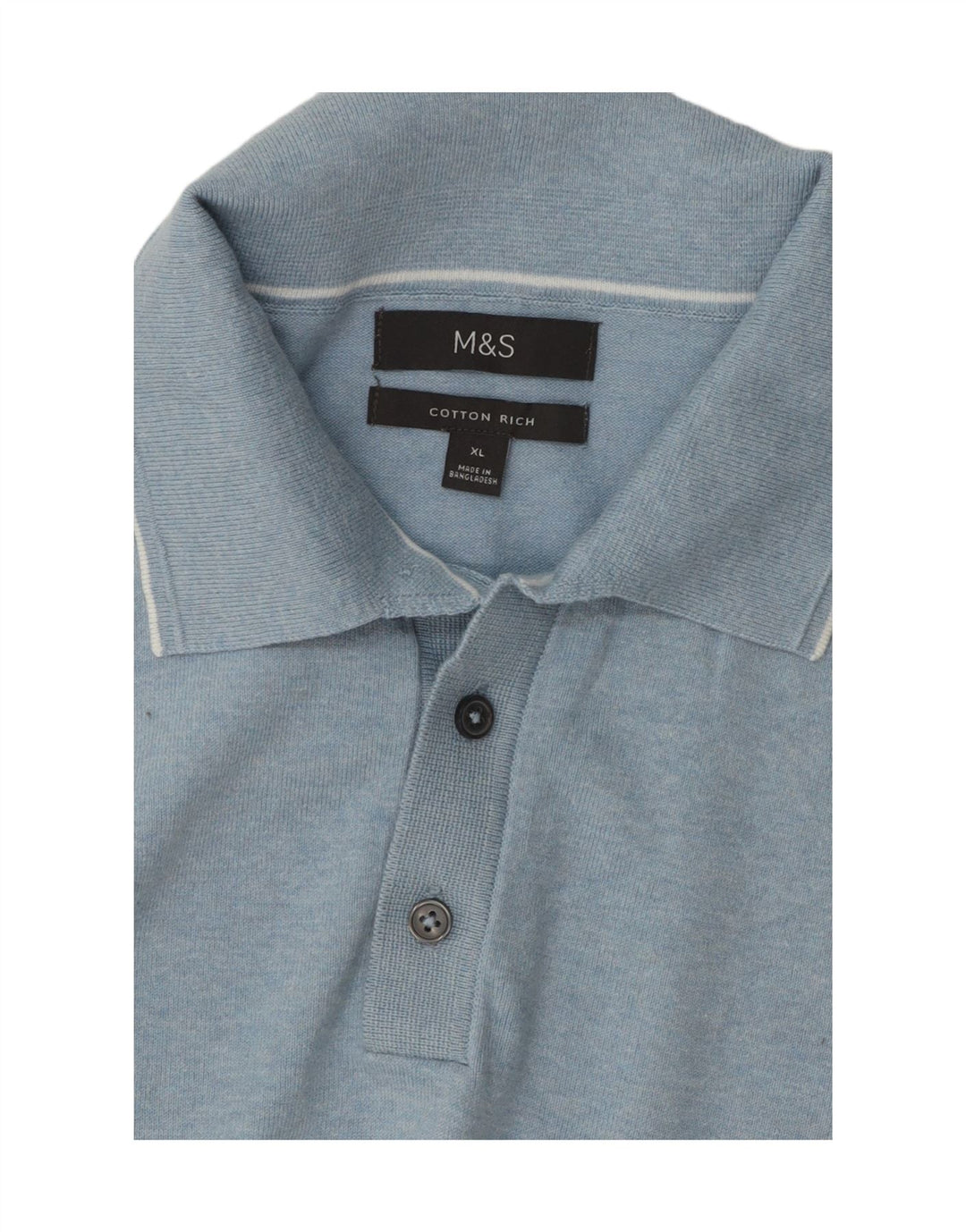 MARKS & SPENCER Mens Polo Shirt XL Blue Cotton Vintage Marks & Spencer and Second-Hand Marks & Spencer from Messina Hembry 