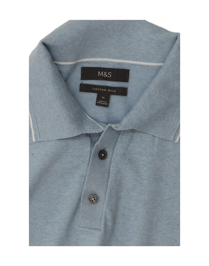 MARKS & SPENCER Mens Polo Shirt XL Blue Cotton Vintage Marks & Spencer and Second-Hand Marks & Spencer from Messina Hembry 