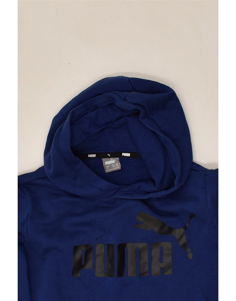 PUMA Boys Graphic Hoodie Jumper 11-12 Years Navy Blue Polyester | Vintage Puma | Thrift | Second-Hand Puma | Used Clothing | Messina Hembry 