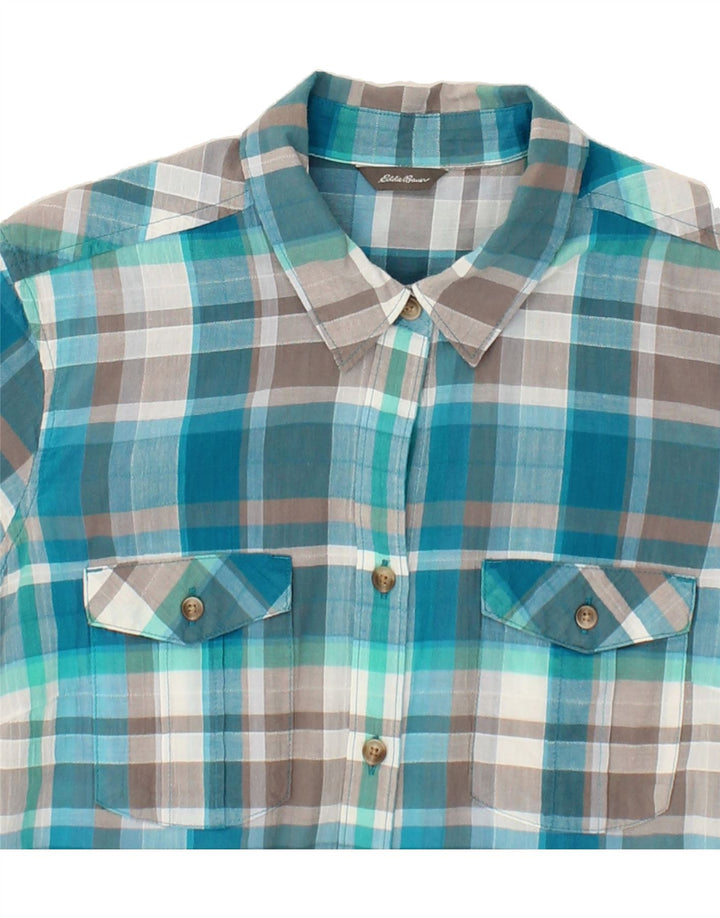 EDDIE BAUER Womens Short Sleeves Shirt Dress UK 14 Medium Blue Check Vintage Eddie Bauer and Second-Hand Eddie Bauer from Messina Hembry 