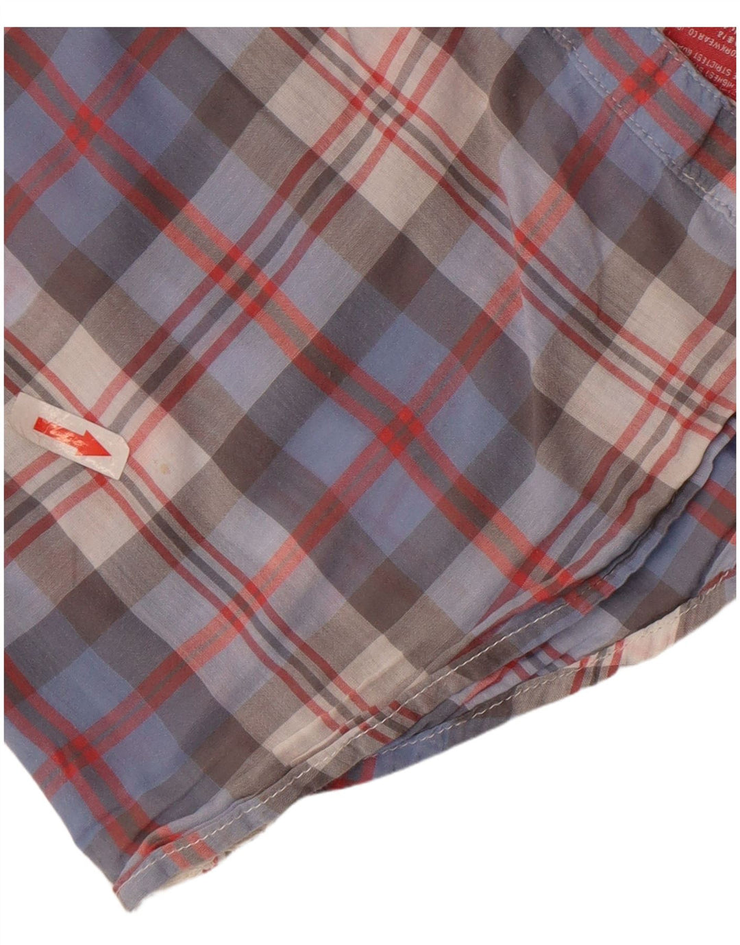 Superdry Womens 3/4 Sleeve Shirt UK 14 Medium Blue Check Cotton