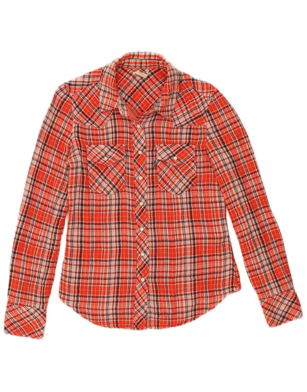 Levi's Womens Flannel Shirt UK 6 XS Red Check Cotton