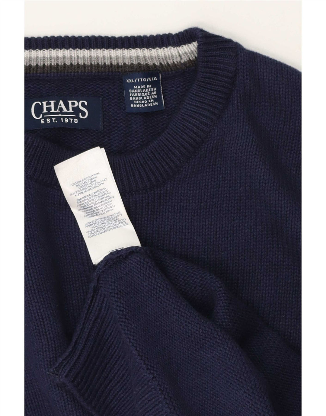 Chaps Mens Regular Fit Crew Neck Jumper Sweater 2XL Navy Blue Classic