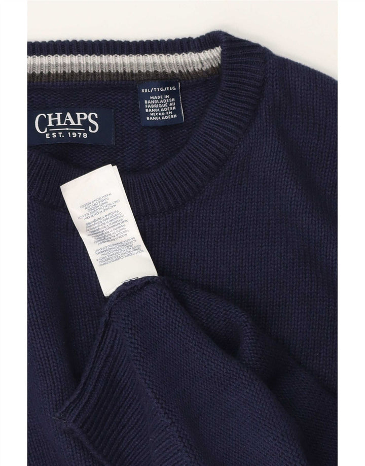 Chaps Mens Regular Fit Crew Neck Jumper Sweater 2XL Navy Blue Classic