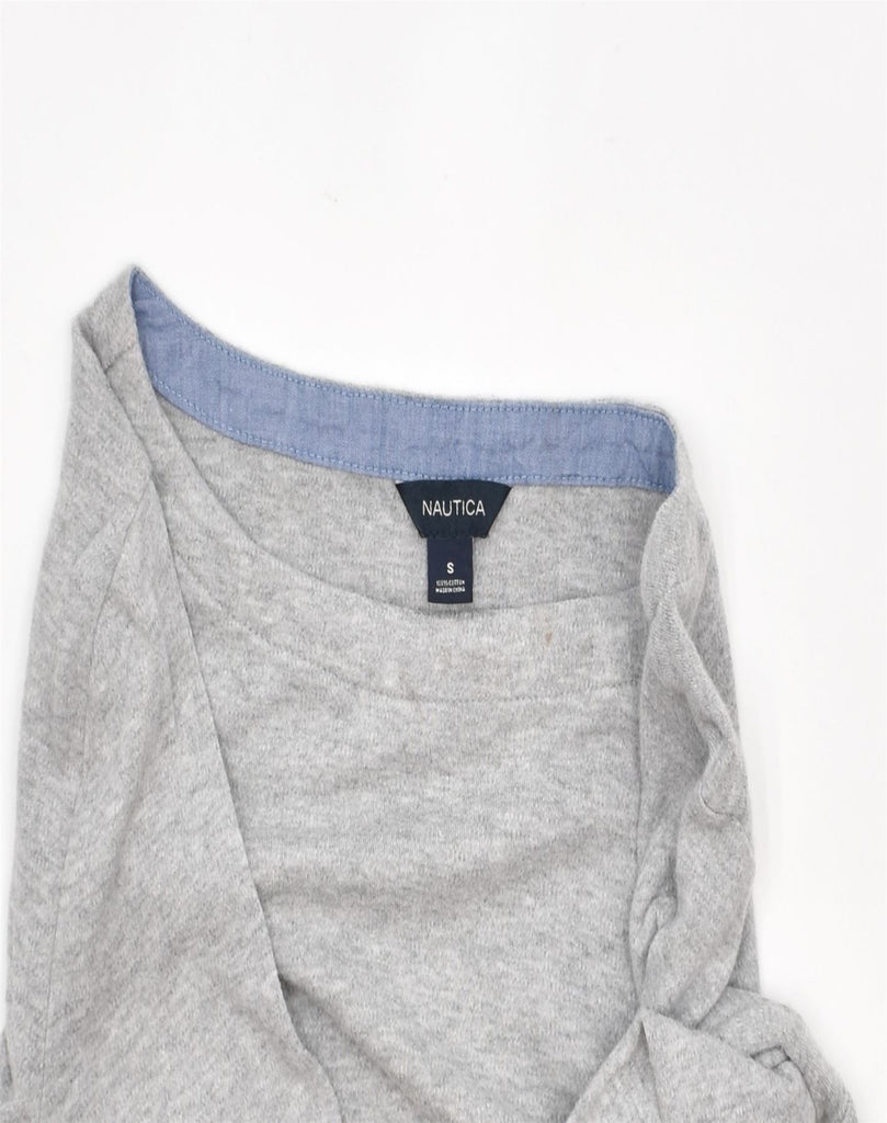 NAUTICA Womens Top Long Sleeve UK 10 Small Grey Cotton | Vintage | Thrift | Second-Hand | Used Clothing | Messina Hembry 