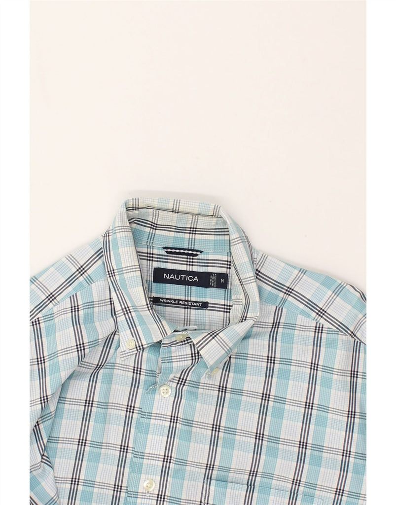 NAUTICA Mens Wrinkle Resistant Shirt Medium Blue Check Cotton | Vintage Nautica | Thrift | Second-Hand Nautica | Used Clothing | Messina Hembry 