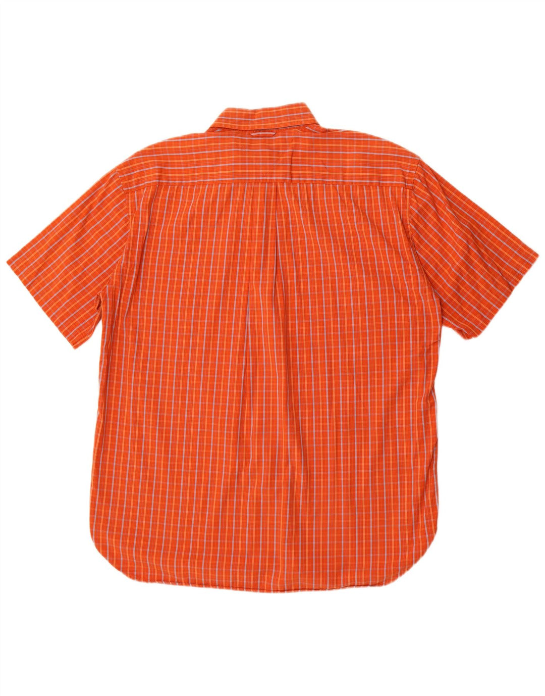 Tommy Hilfiger Mens Short Sleeve Shirt Large Orange Check Cotton