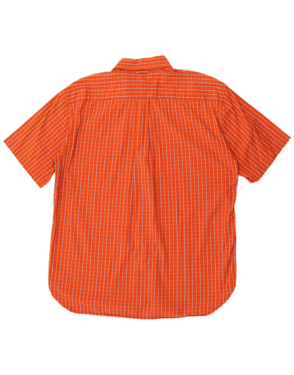 Tommy Hilfiger Mens Short Sleeve Shirt Large Orange Check Cotton