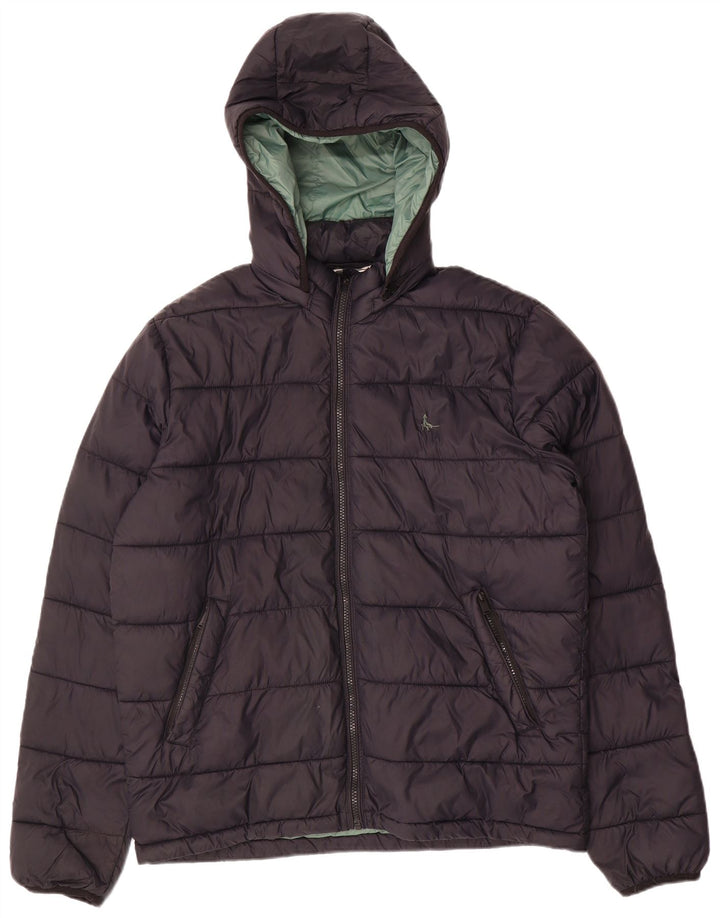 Jack Wills Mens Hooded Padded Jacket UK 38 Medium Black Nylon