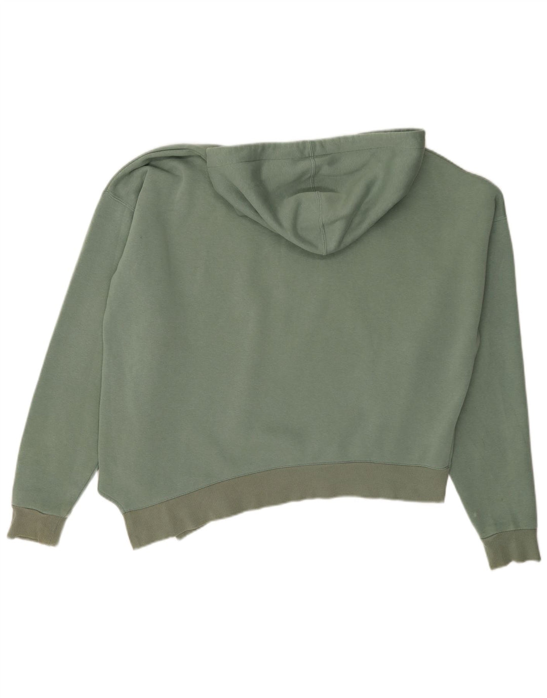 Reebok Womens Crop Asymmetric Hoodie Jumper UK 12/14 Medium Green Cotton