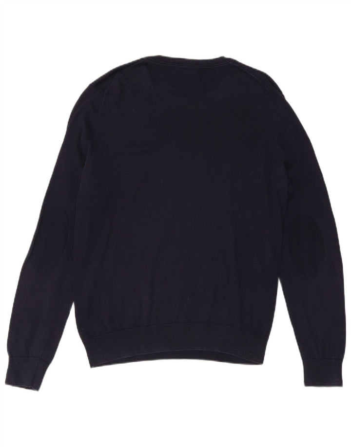 Lacoste Mens V-Neck Jumper Sweater Size 4 Medium Navy Blue Cotton
