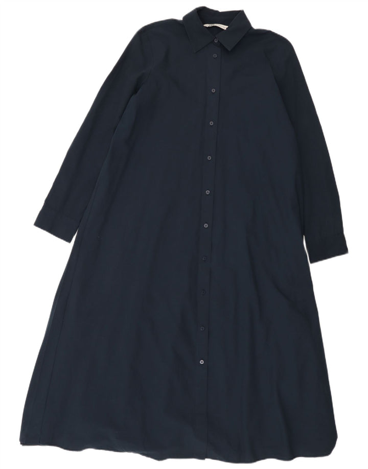 Zara Womens Oversized Shirt Dress UK 6 XS Navy Blue Polyester