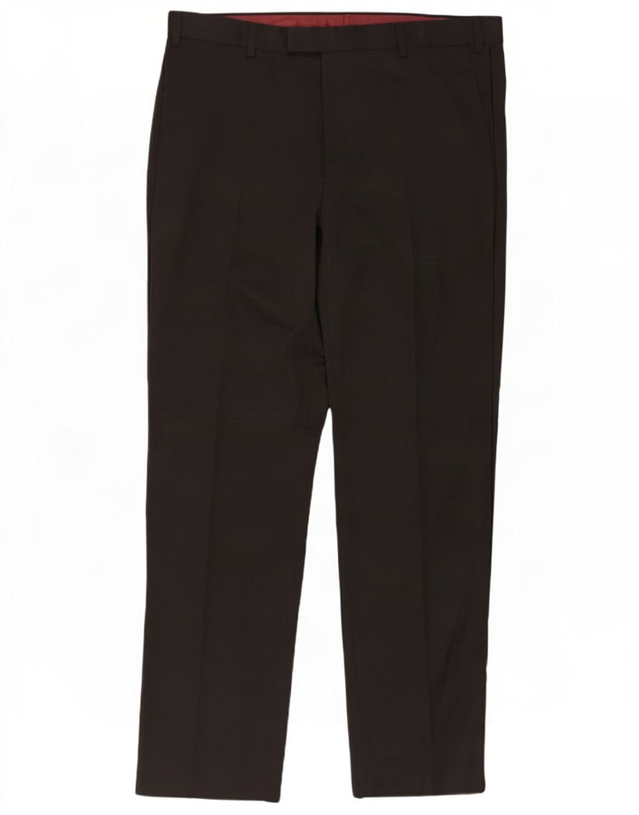 Marks & Spencer Mens Regular Suit Trousers W38 L31 Black Polyester