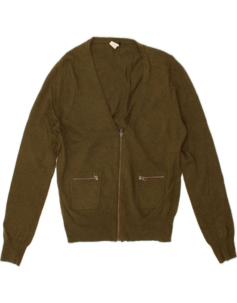J. CREW Womens Cardigan Sweater UK 14 Large Khaki Wool Vintage J. Crew and Second-Hand J. Crew from Messina Hembry 