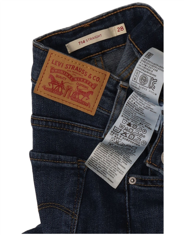 Levi's Womens 714 Straight Jeans W28 L32 Navy Blue Cotton