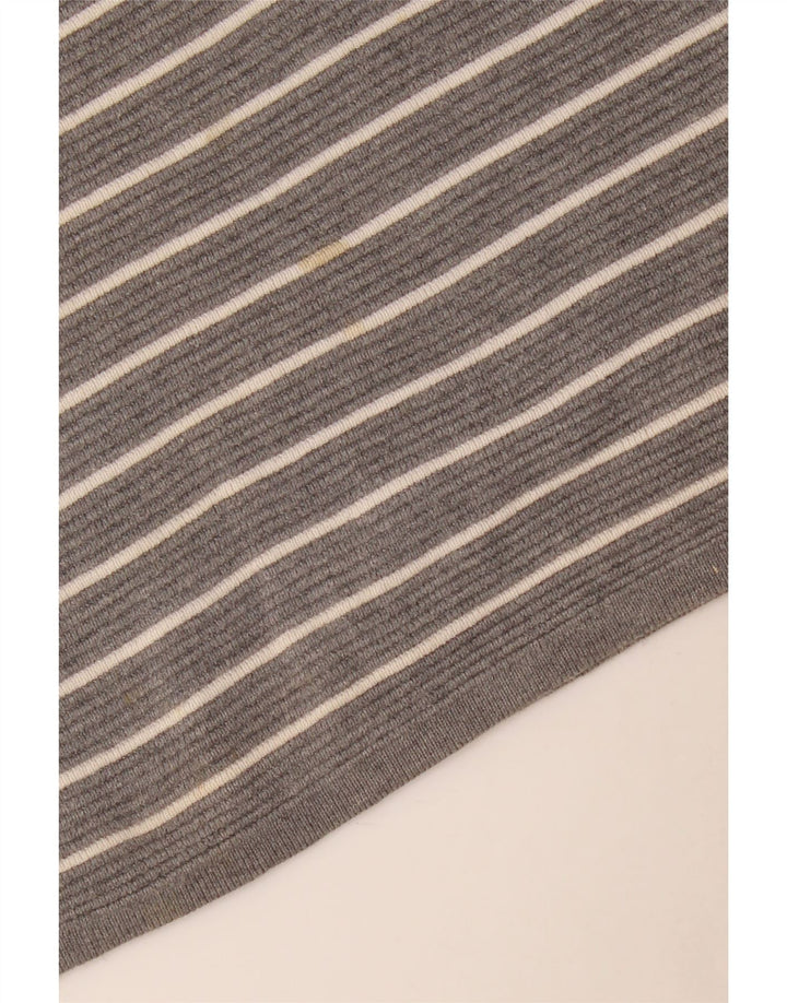 Zara Mens Top Long Sleeve Small Grey Striped Cotton