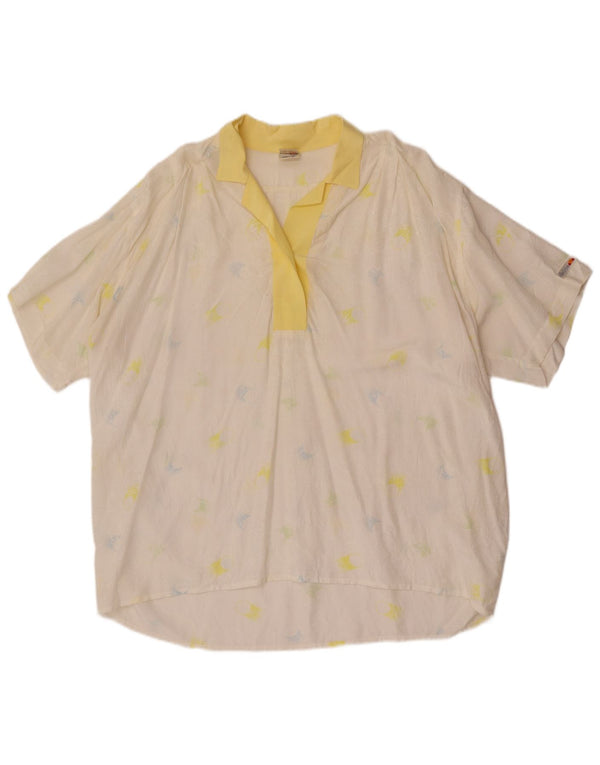 Ellesse Womens Short Sleeve Oversized Shirt Blouse IT 48 XL White Floral