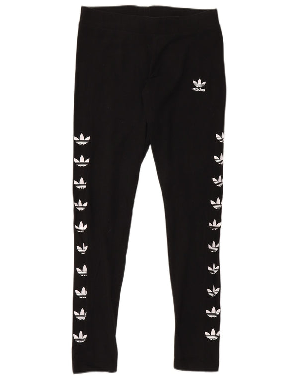 Adidas Womens Graphic Leggings UK 12 Medium Black Cotton