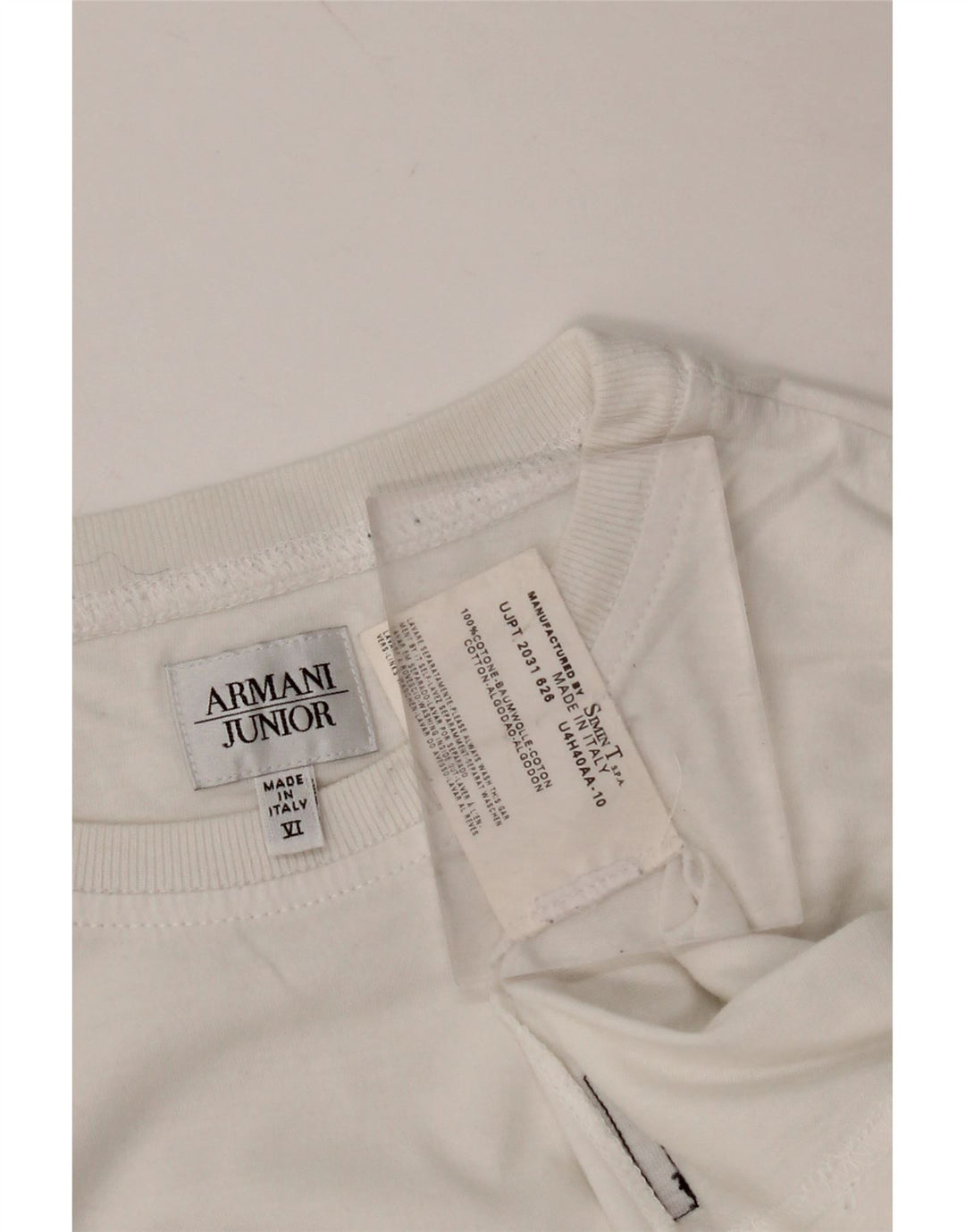 ARMANI JUNIOR Boys Graphic T-Shirt Top 11-12 Years White Cotton