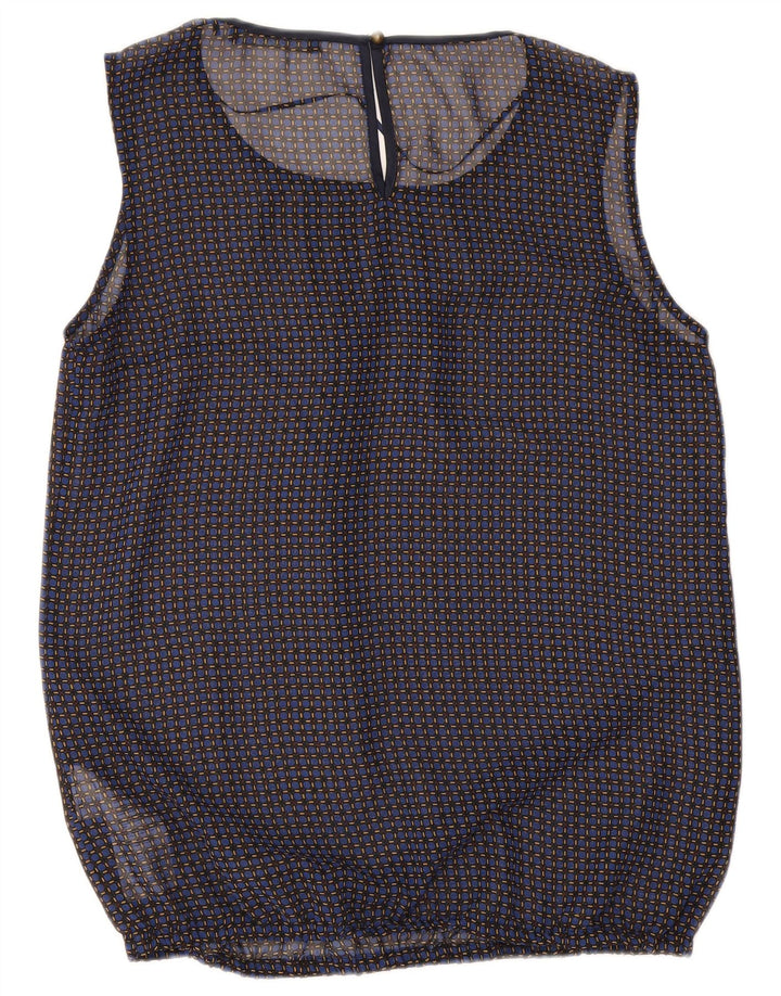 Esprit Womens Sleeveless Blouse Top UK 12 Medium Navy Blue Check Polyester