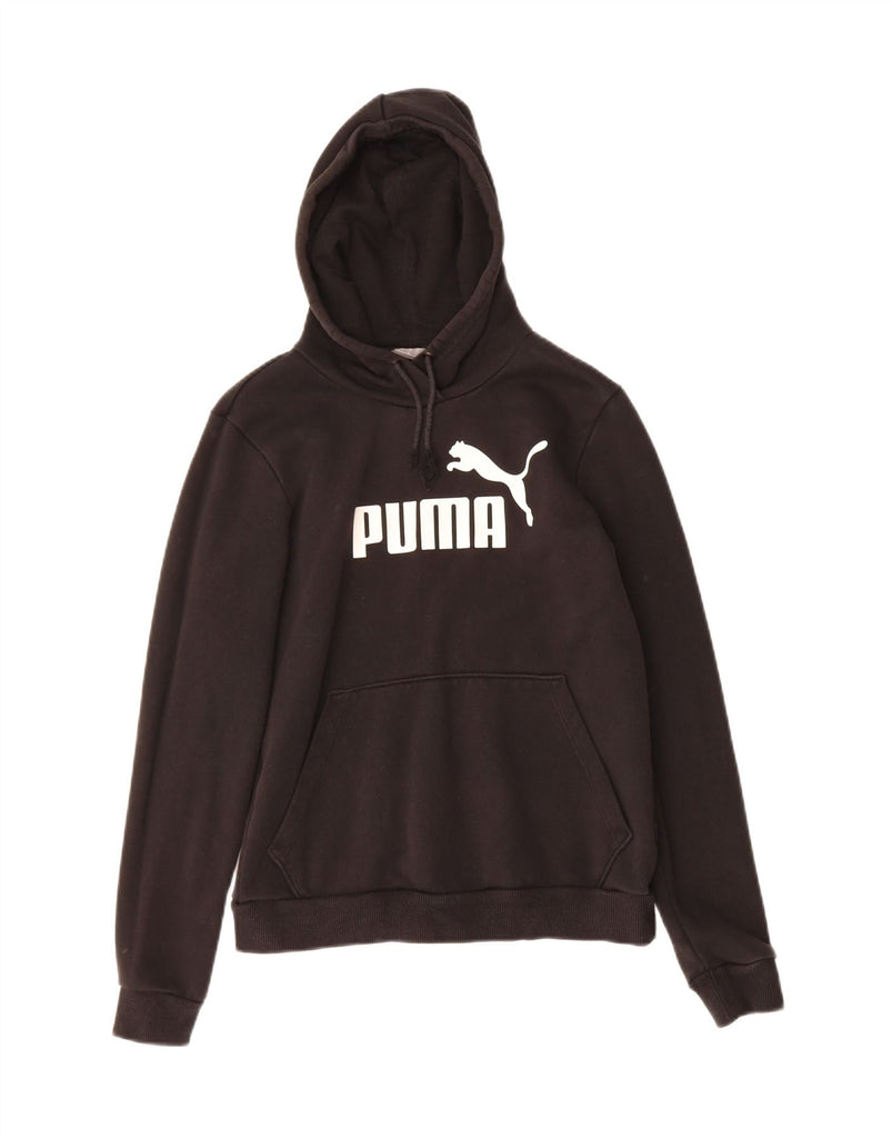 PUMA Womens Graphic Hoodie Jumper UK 12 Medium Black Cotton Vintage Puma and Second-Hand Puma from Messina Hembry 