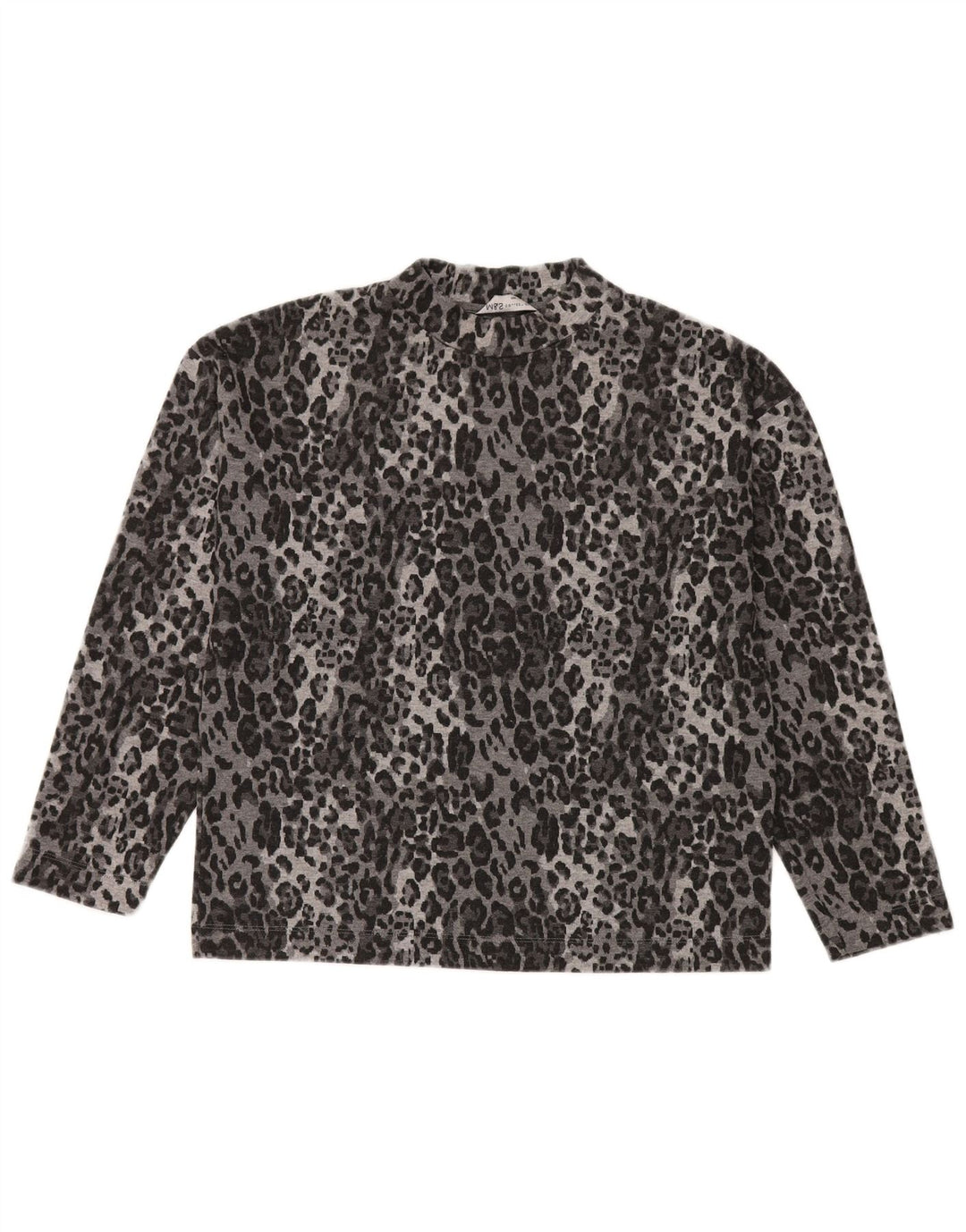 Marks & Spencer Womens Top Long Sleeve UK 10 Small Grey Animal Print