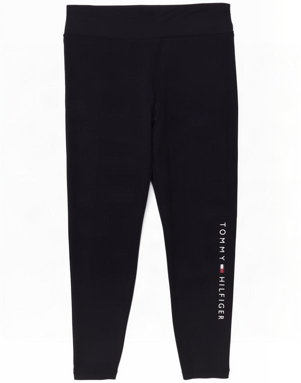 Tommy Hilfiger Womens Graphic Leggings UK 18 XL Navy Blue Cotton